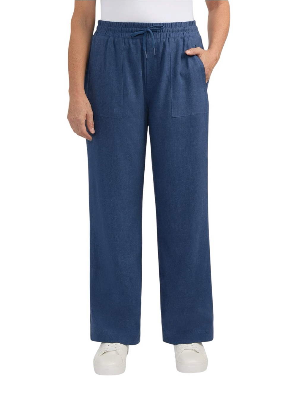 Frank by Frank and Oak Linen Blend Pants Women’s XS Blue Wide Leg Relaxed Fit